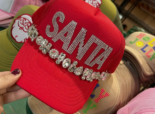 Rhinestone SANTA Trucker Hat