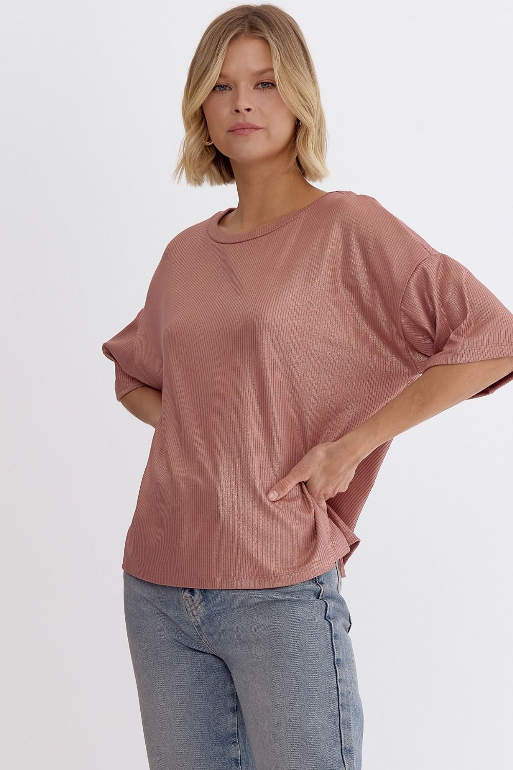 Metallic Rose Top