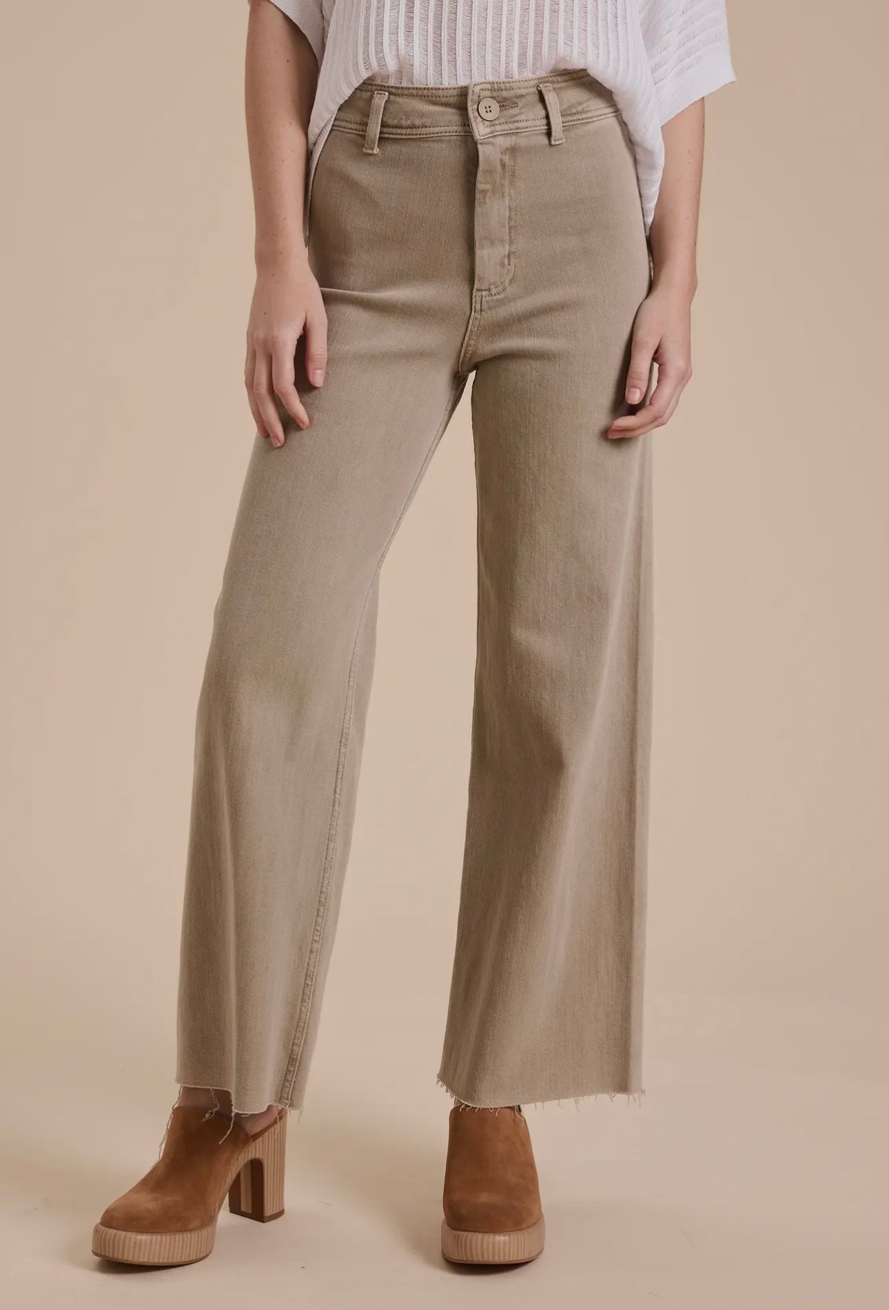 Miou Muse Straight Wide Leg Denim-Stone