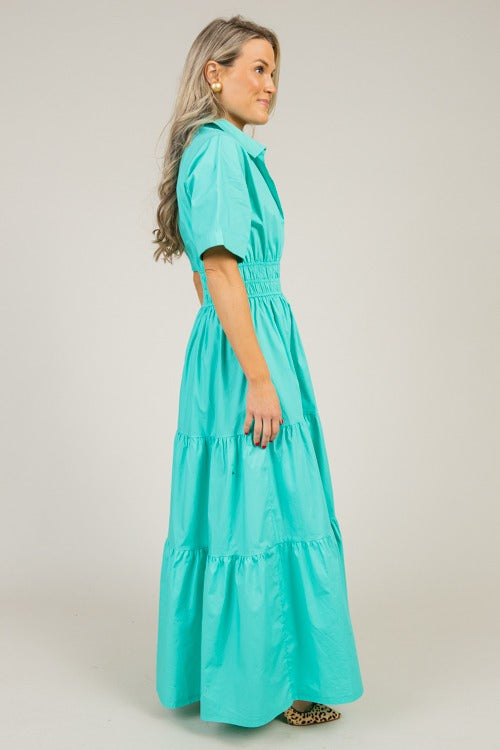 Woven Tiered Maxi Dress- Soft Jade