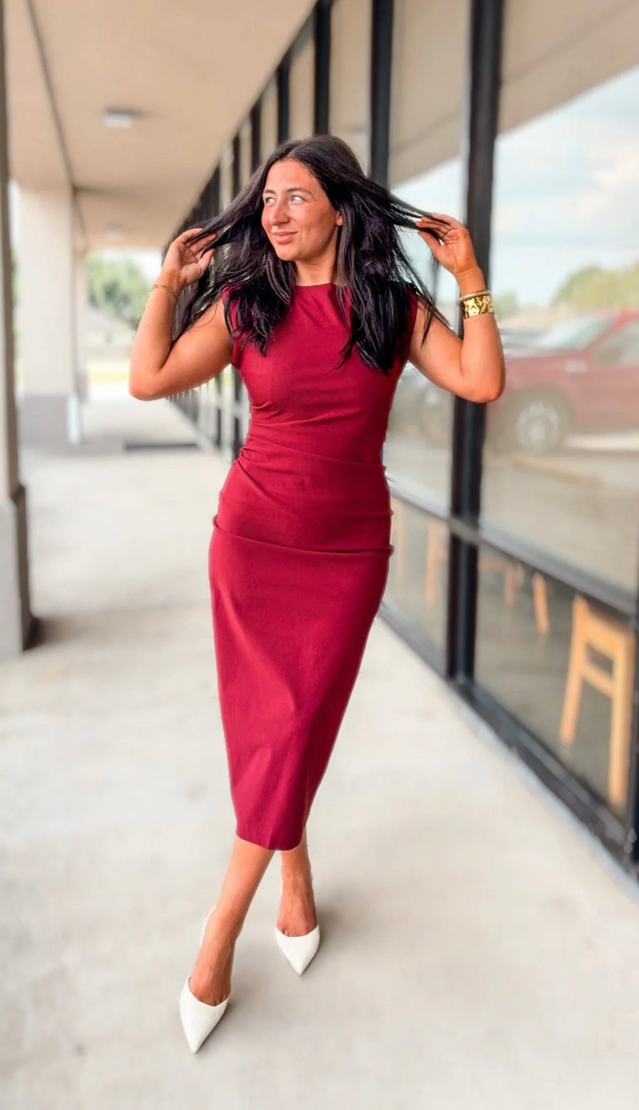 Little Burgundy Midi Dress