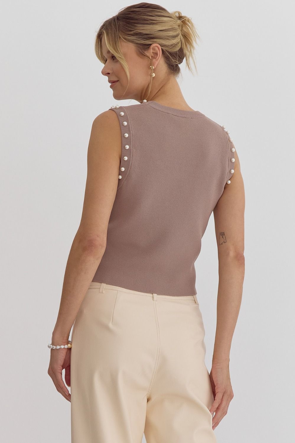 Pearl Me Up Crop Knit Top