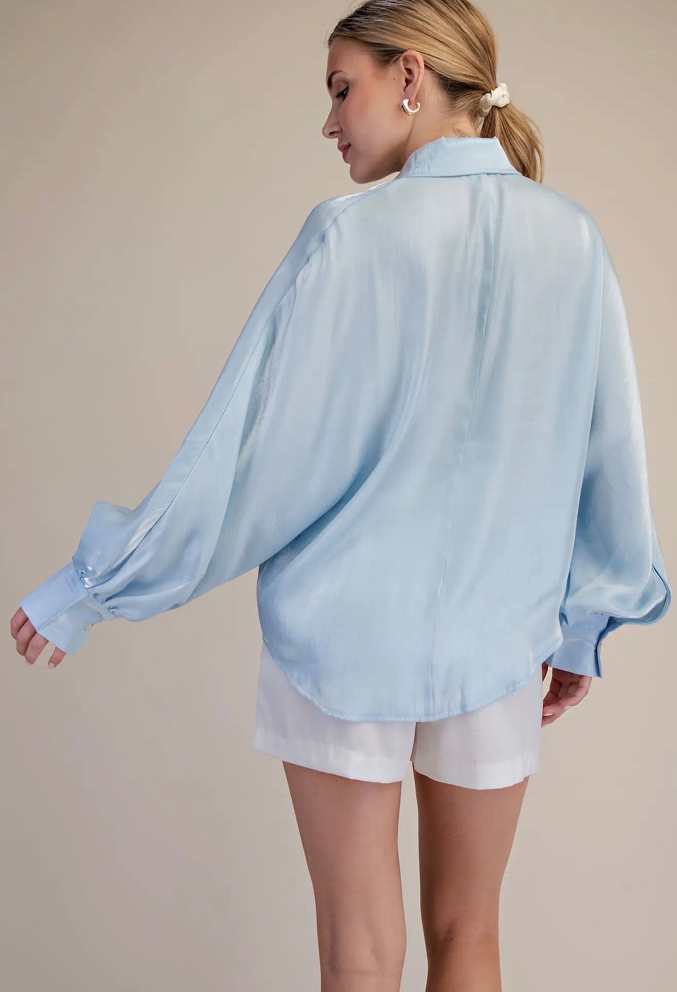 Voluminous Sky Blue Blouse