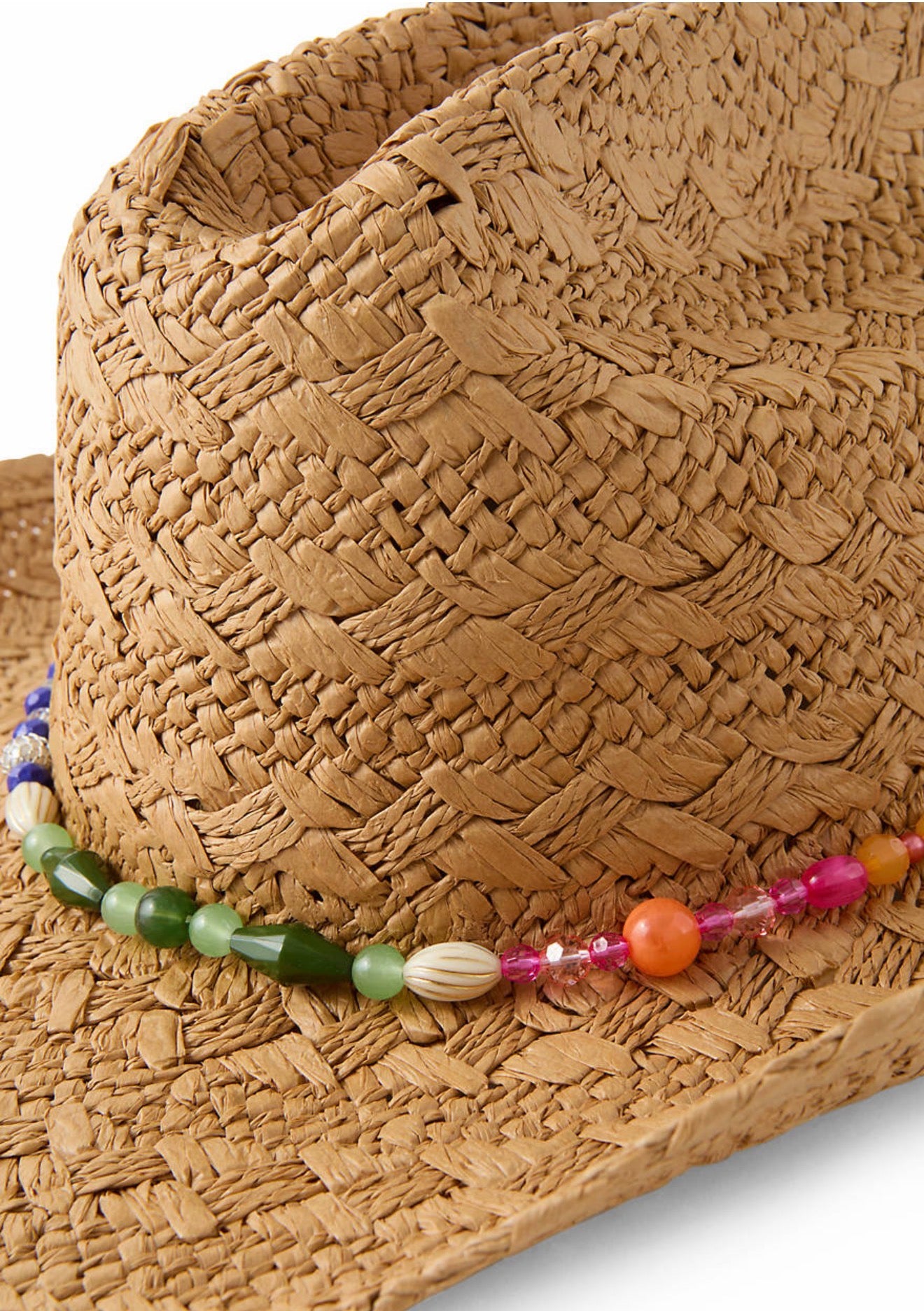 Western Beaded Cowgirl Hat~ Natural Multi