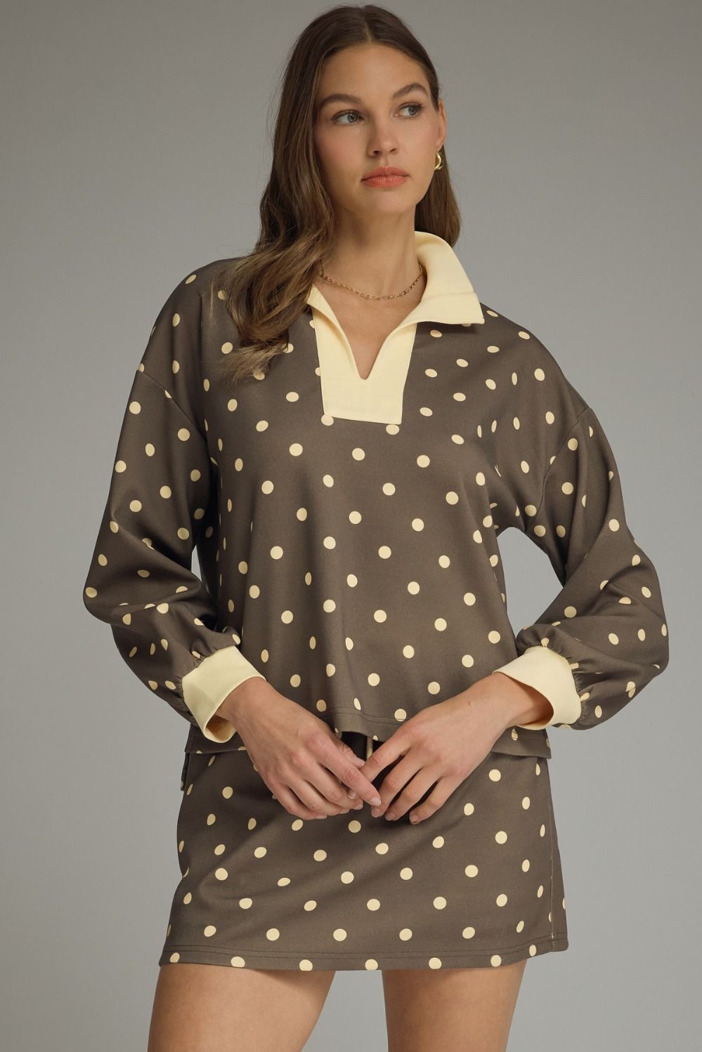 Miss Priss Chocolate Polka Dotted Skort Set