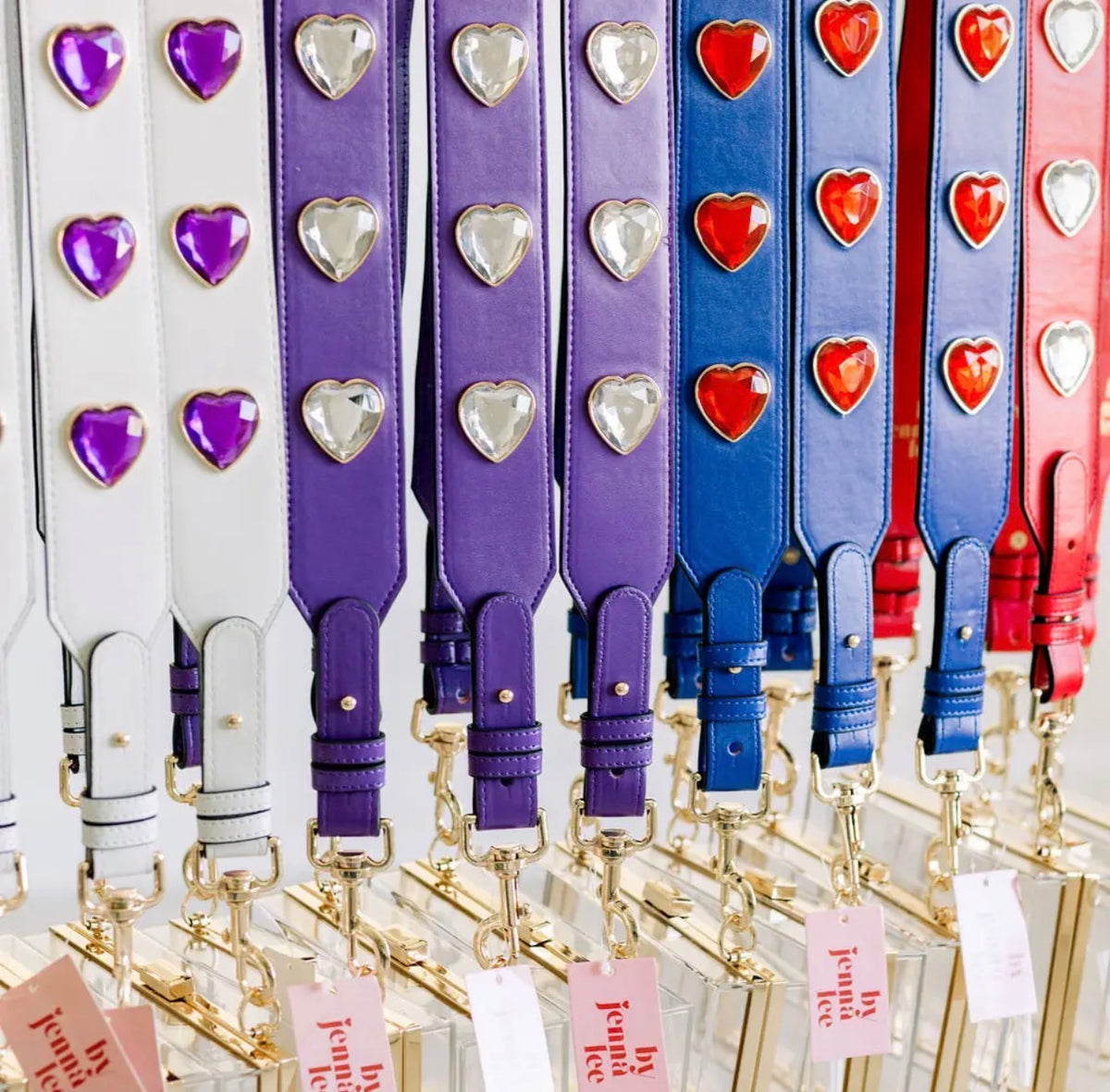 Crystal Heart Gameday Purse Strap |
Rhinestone Stadium Strap~Purple with Hearts