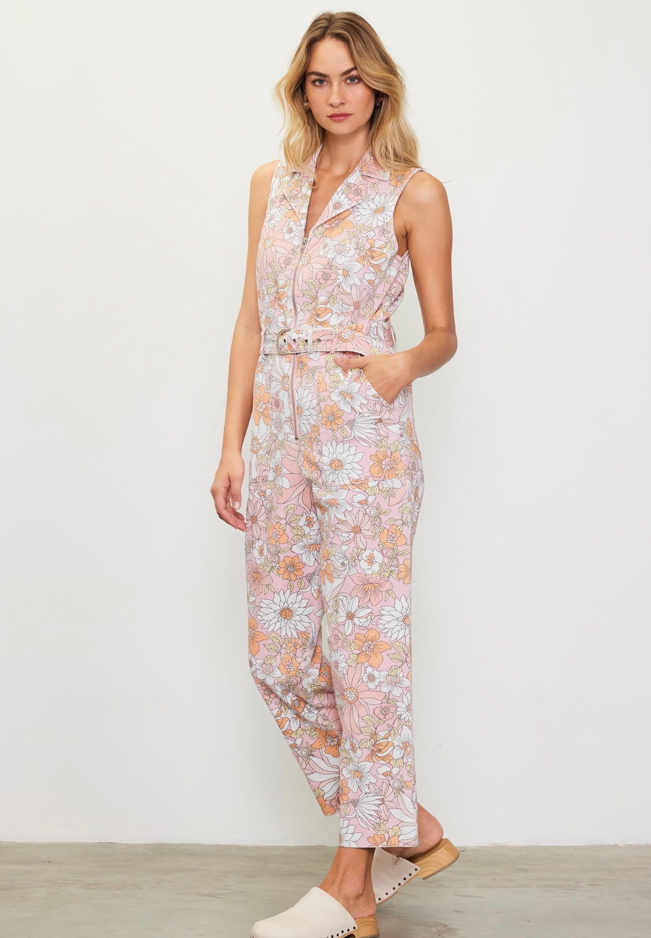 Groovy Floral Denim Jumpsuit