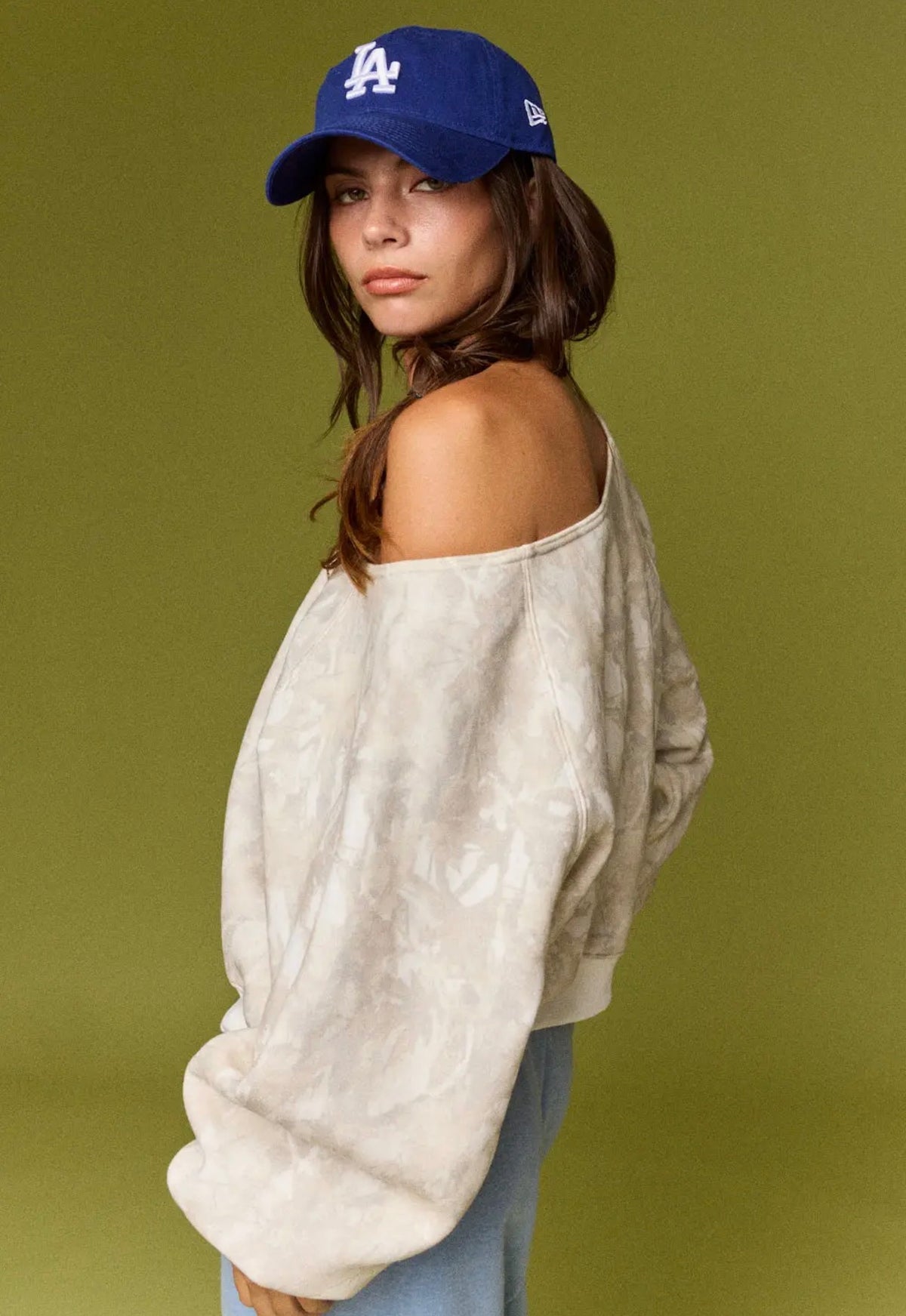Camo Long Sleeve off the Shoulder Pullover