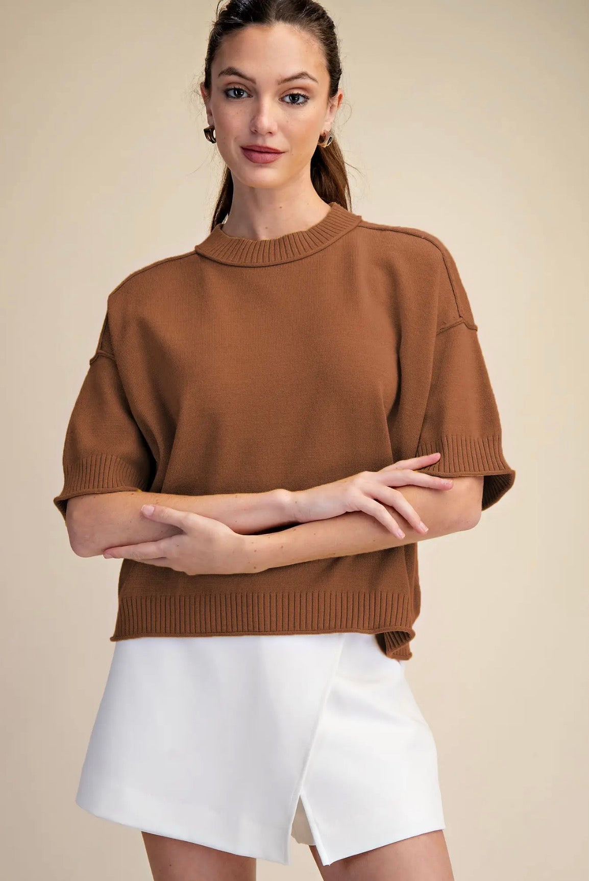 Relaxed Rust Crewneck Sweater