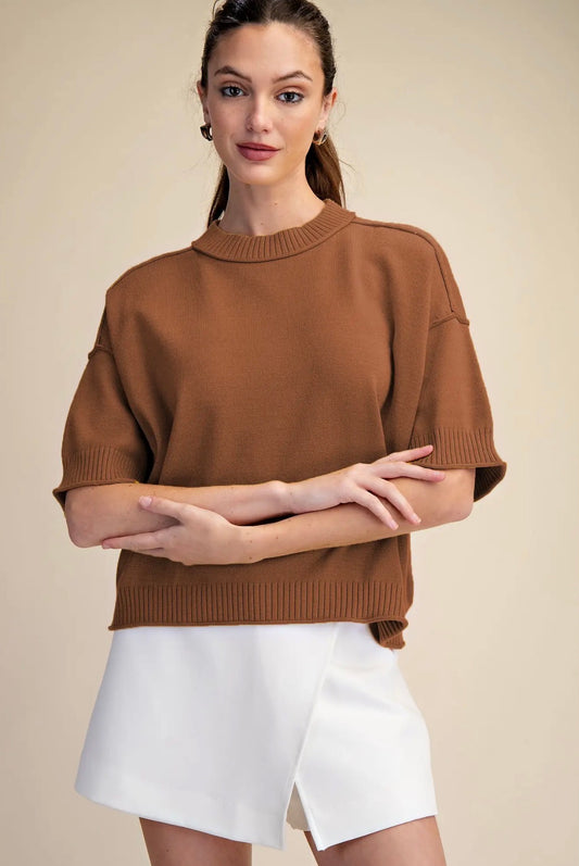 Relaxed Rust Crewneck Sweater