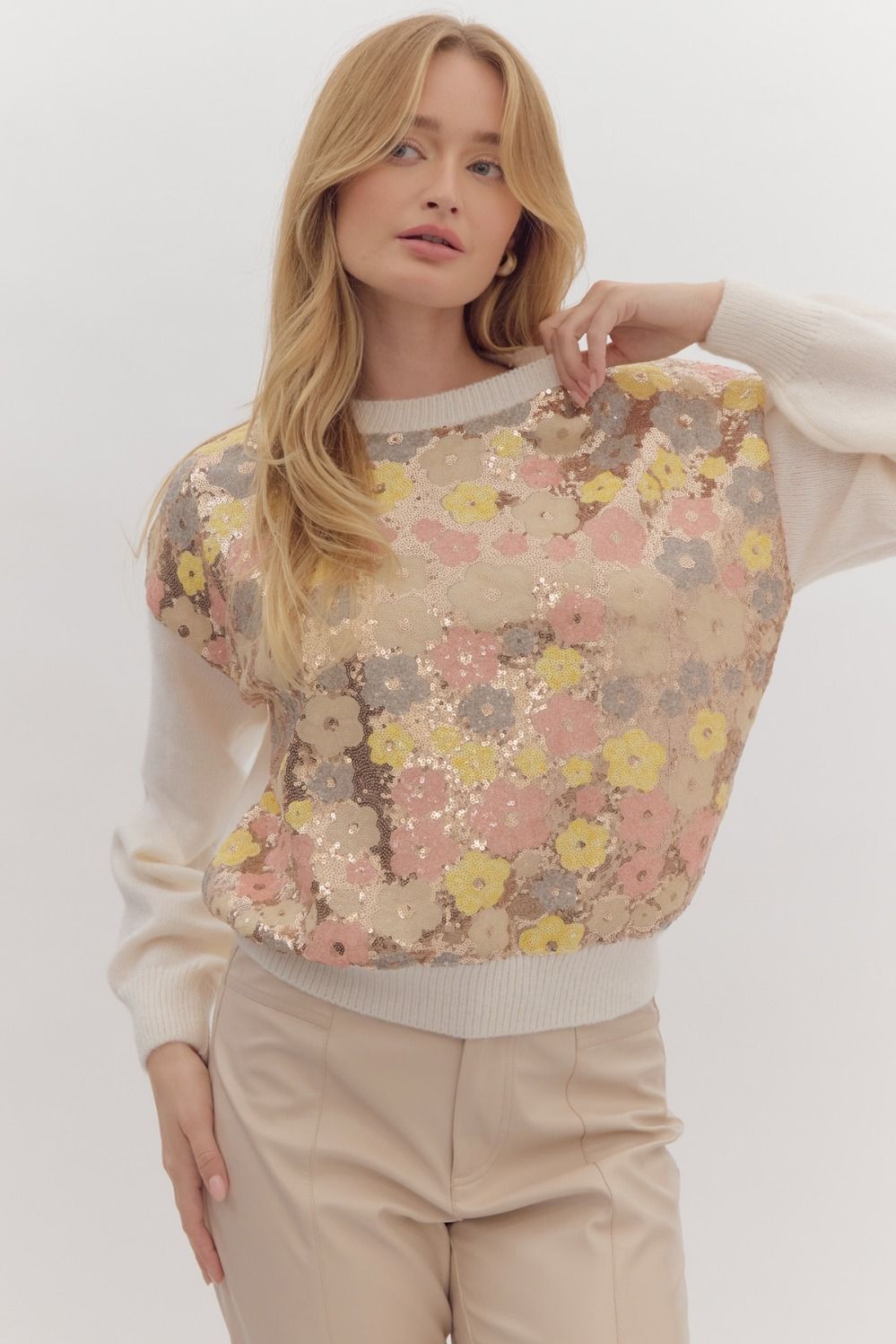 Flower Power Sequin Embellished Sweater