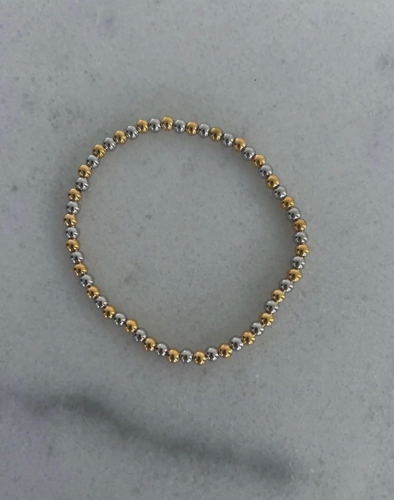 TWO TONED BEADED BRACELET SILVER & GOLD