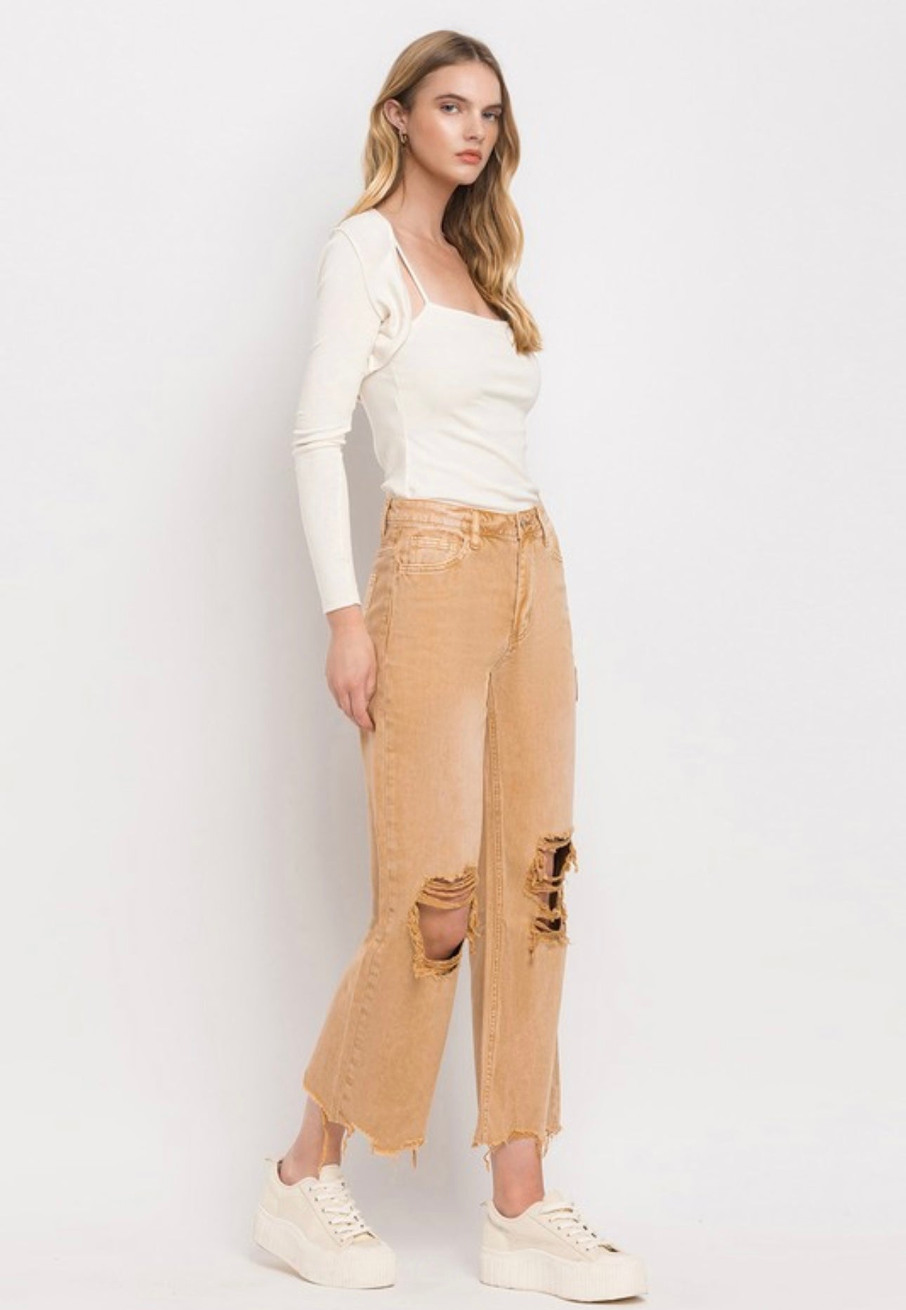 Vervet Flying Monkey Vintage Crop Straight Jeans- Brandied Melon