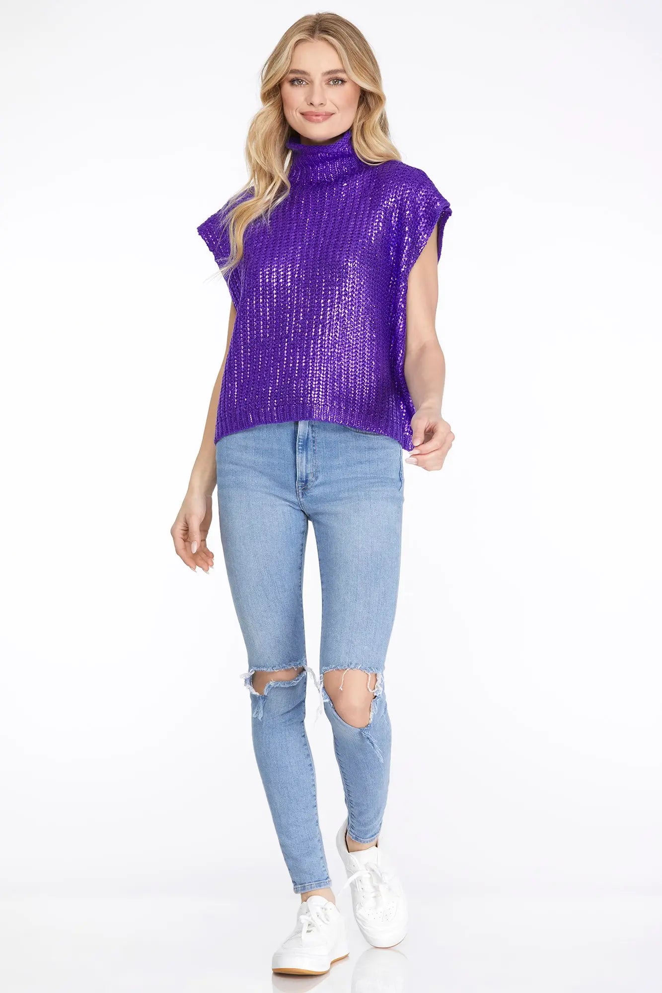Purple Metallic Sweater