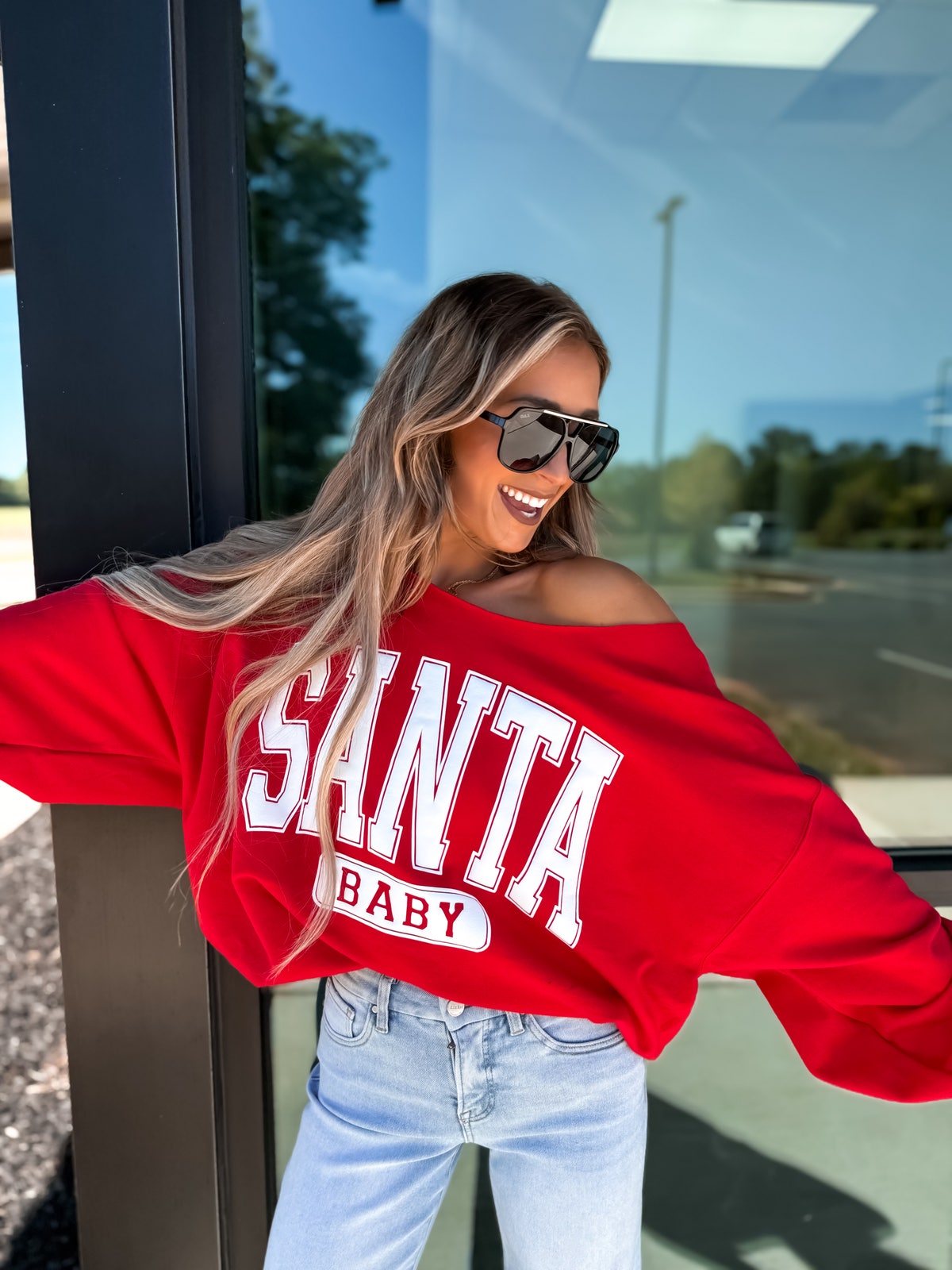 Santa Baby Off The Shoulder Sweatshirt