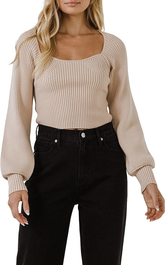 Beige Knitted Top- Endless Rose