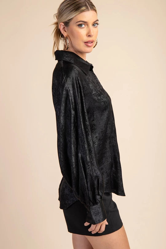 Voluminous Sleeve Blouse-Black