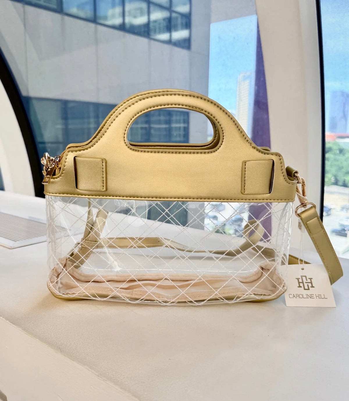 Ivy Clear Stadium Purse~Gold
