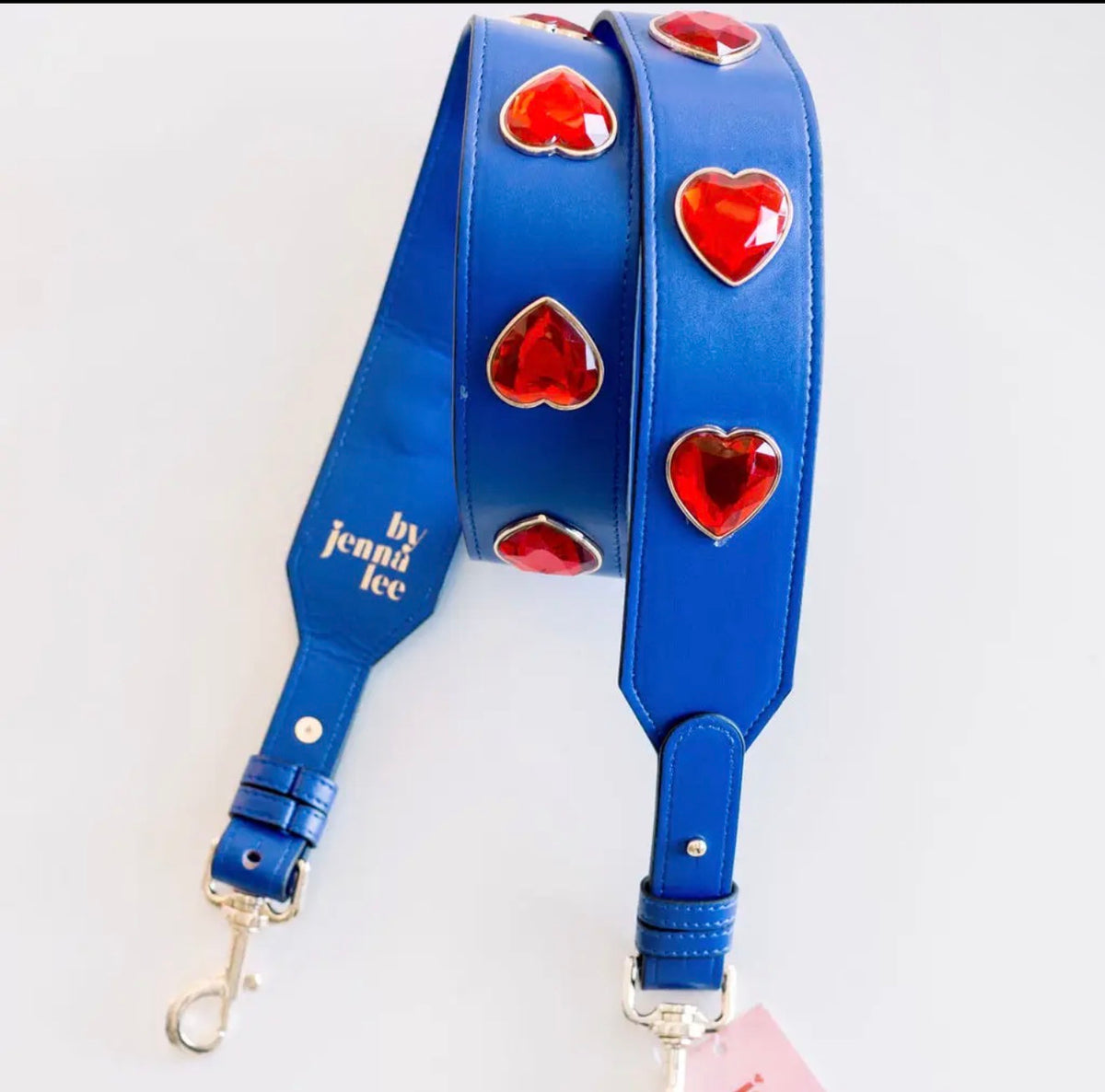 Crystal Heart Gameday Purse Strap |
Rhinestone Stadium Strap~ Blue with Red Hearts