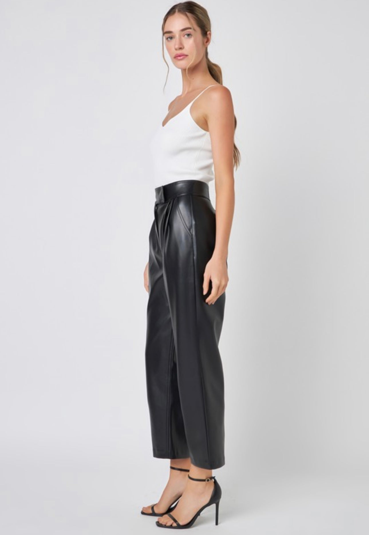 English Factory Faux Leather Pleated Pants