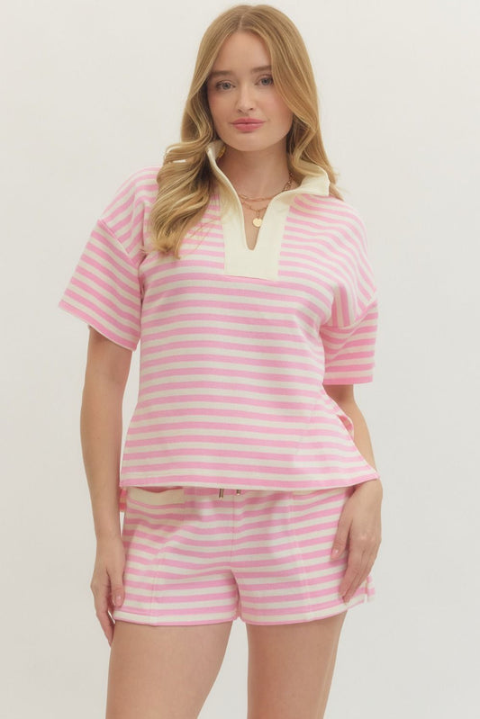 Darling Statement Pink Stripped Set