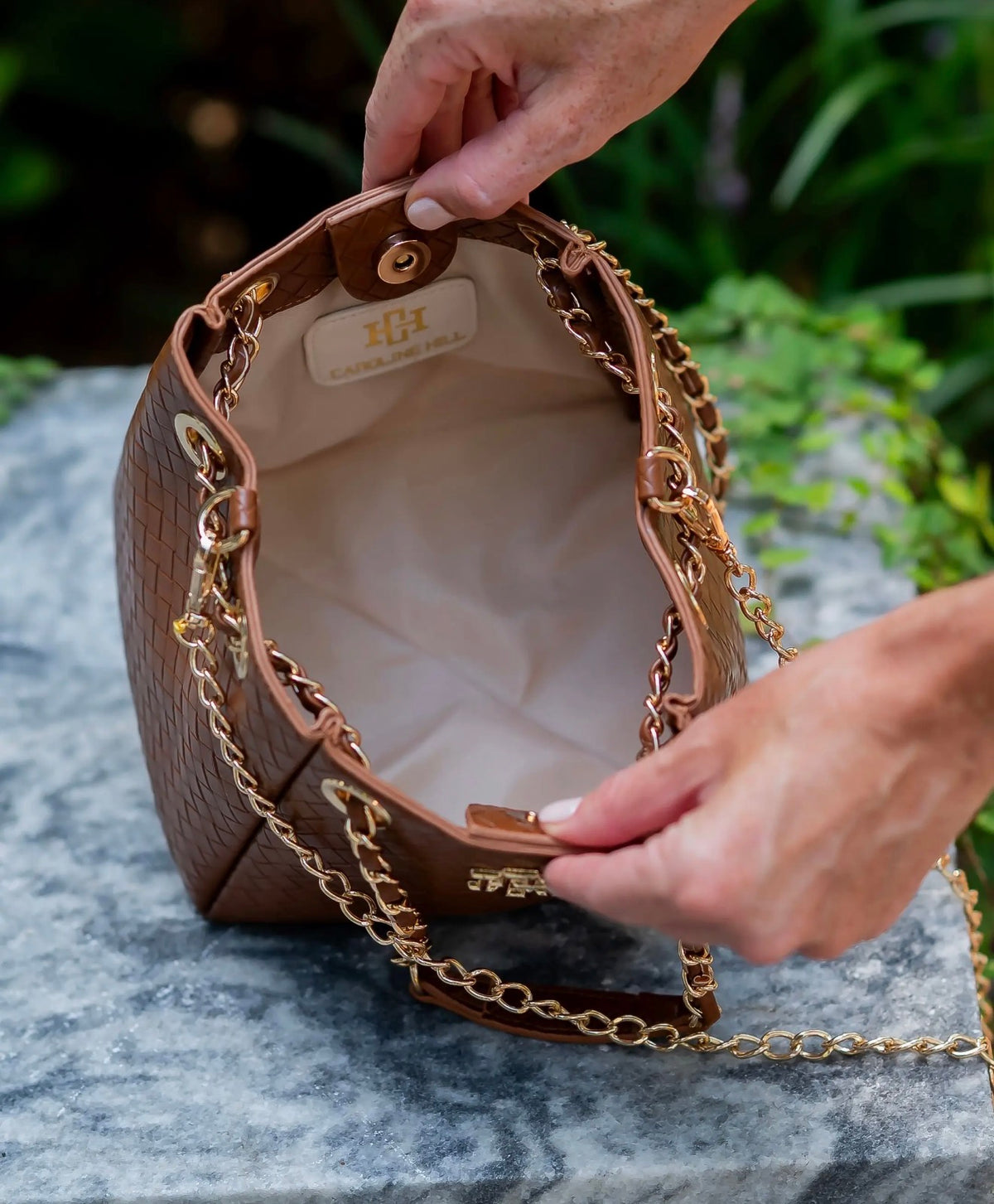 Lainey Mini Tote Woven Chocolate Purse~Caroline Hill