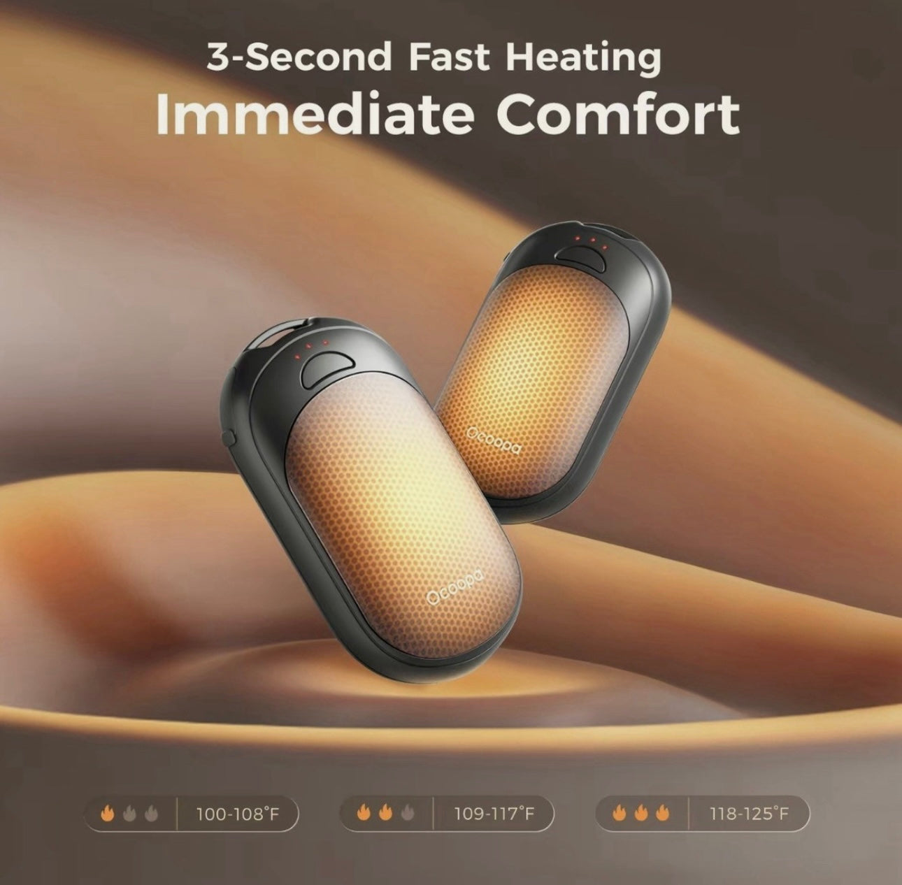 Portable Hand Warmer-Black Floral