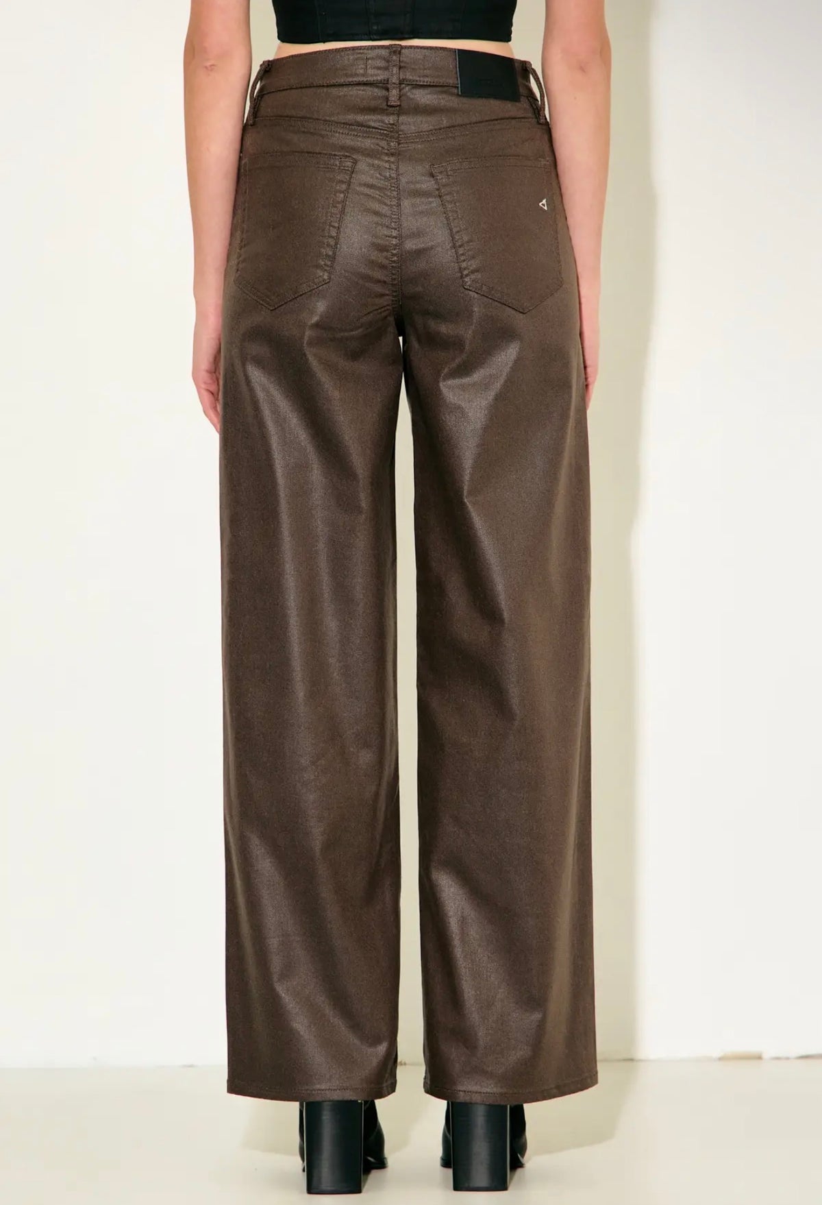 Logan Brown Coated Hidden Dad Jeans~31 inseam