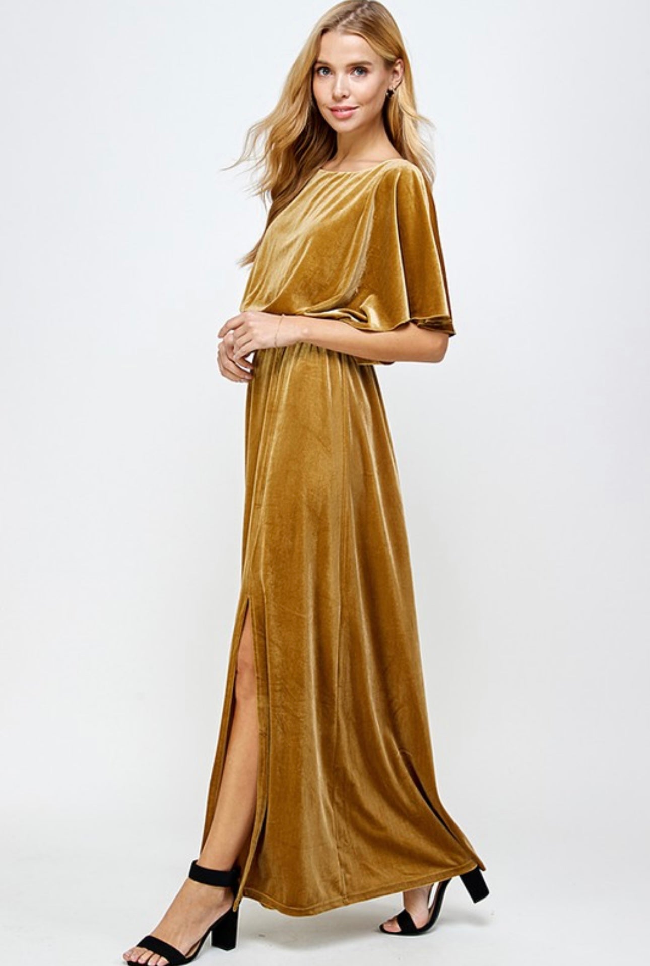 Gold Velvet Maxi Dress