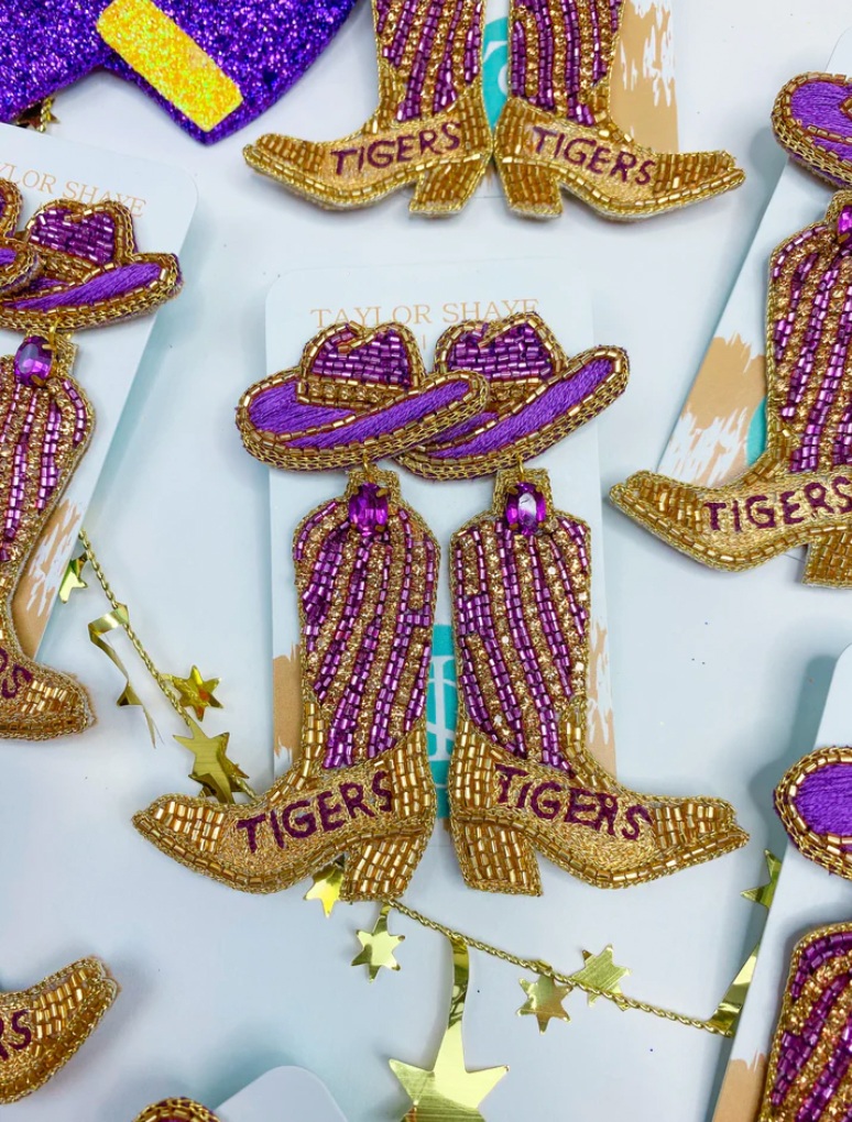 LSU Tiger Boot Earrings