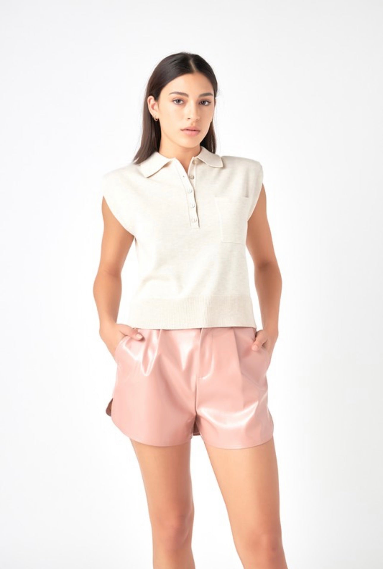 High Waisted Faux Leather Shorts- Dusty Rose