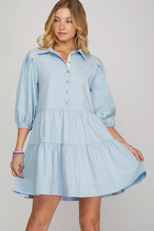 Blue Skies Button Down Dress