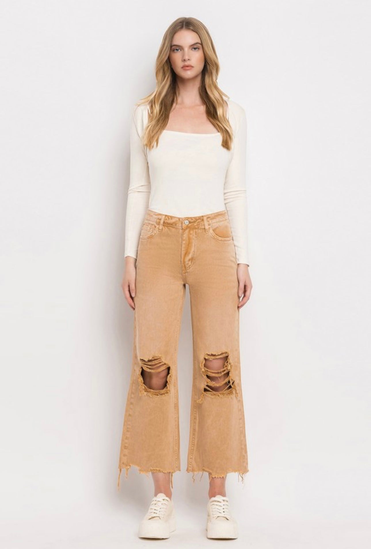 Vervet Flying Monkey Vintage Crop Straight Jeans- Brandied Melon