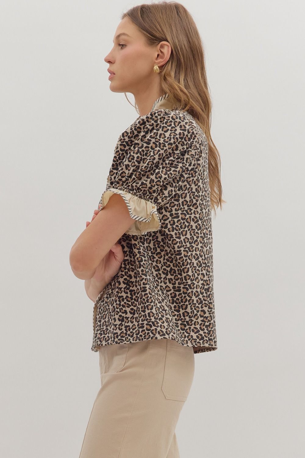 Leopard Ruffle Blouse