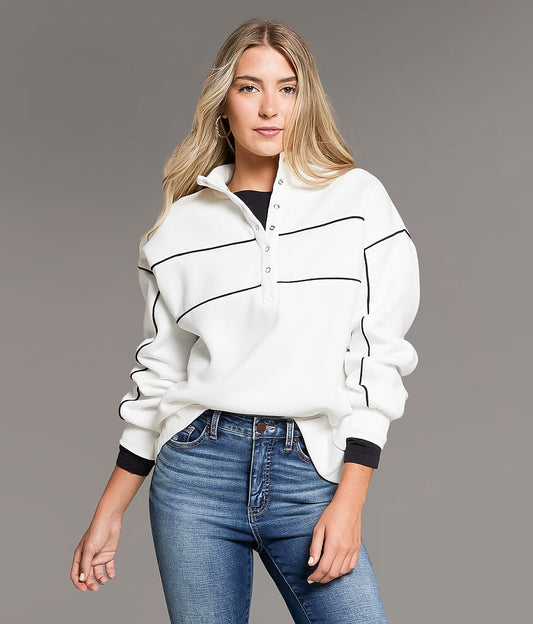 PIPER AYLA CONTRAST PIPING SWEATSHIRT