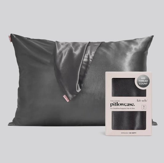 Kit*sch Standard Charcoal Satin Pillowcase