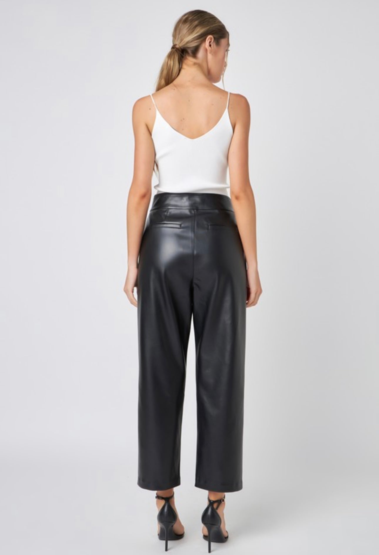 English Factory Faux Leather Pleated Pants