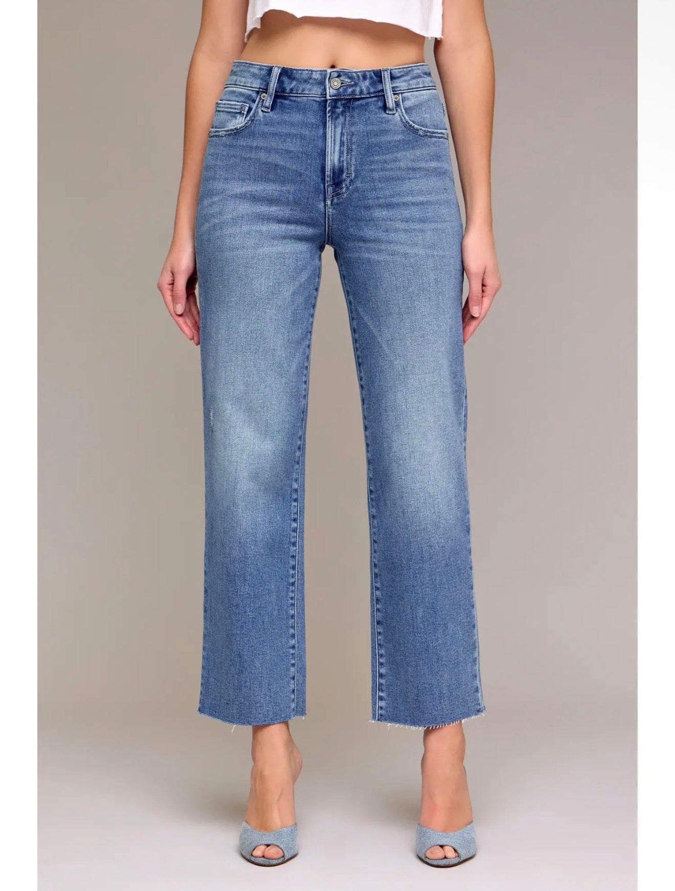 Hidden Tracy Jeans Medium Wash Clean High Rise Straight Jeans