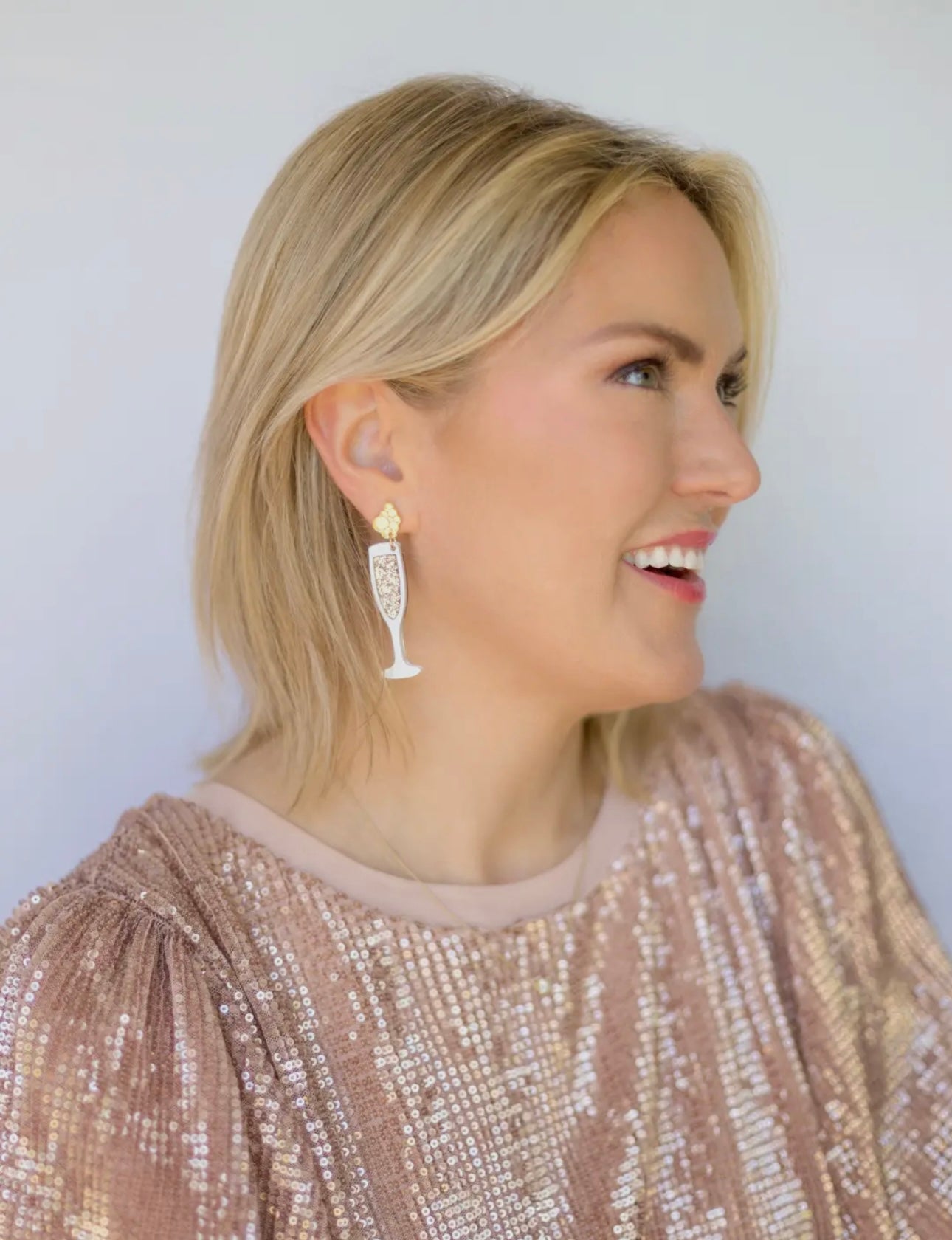 Cheers Gold Acrylic Dangle Earrings