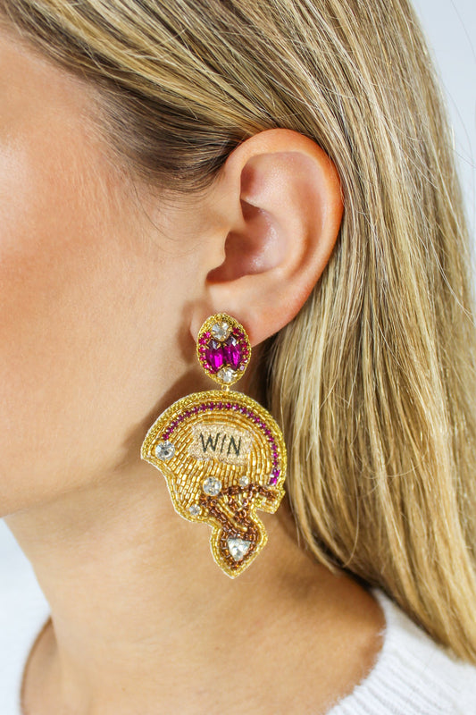 Purple & Gold Helmet Earrings