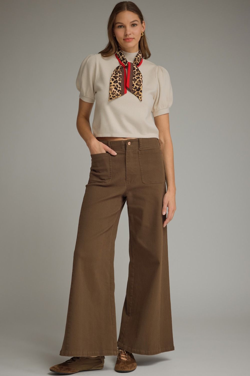 Told You So Ecru Puff Sleeve Sweater (Scarf Included)