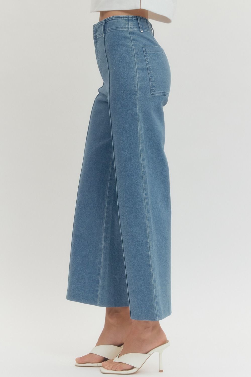 High Rise Wide~Leg Pants Medium Wash~ Entro