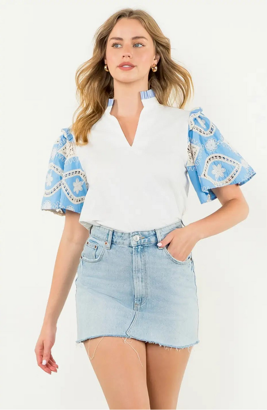 Seaside Stroll Poplin Top