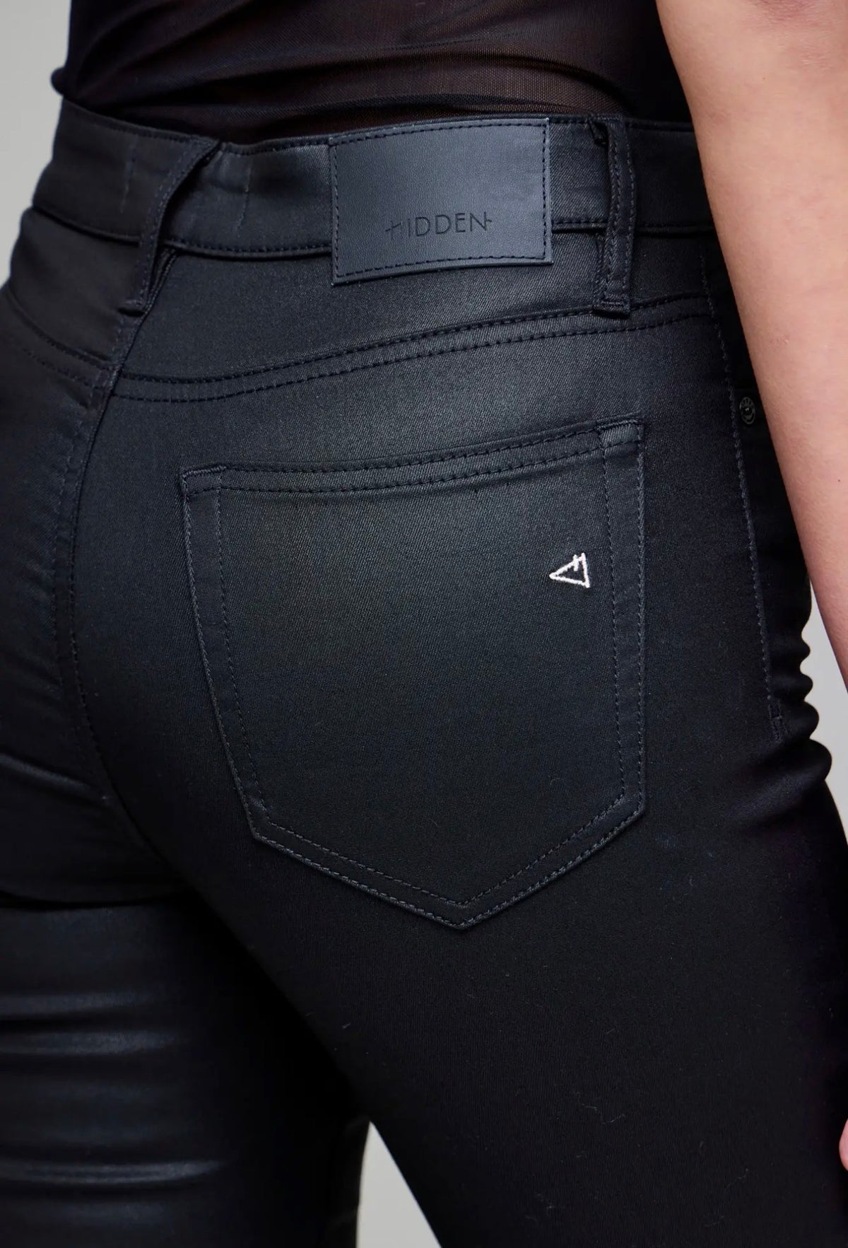 Happi Black Coated Clean Stretch Flare Hidden Jeans~ Inseam 31