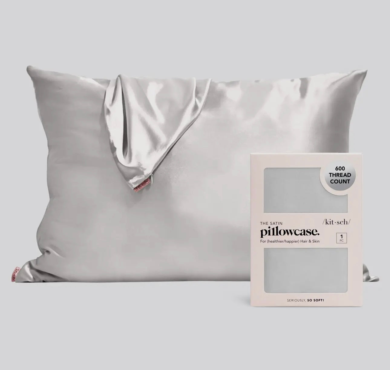 Kit*sch Standard Satin Pillowcase- Silver