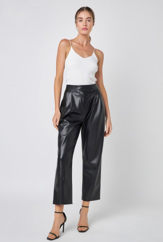 English Factory Faux Leather Pleated Pants