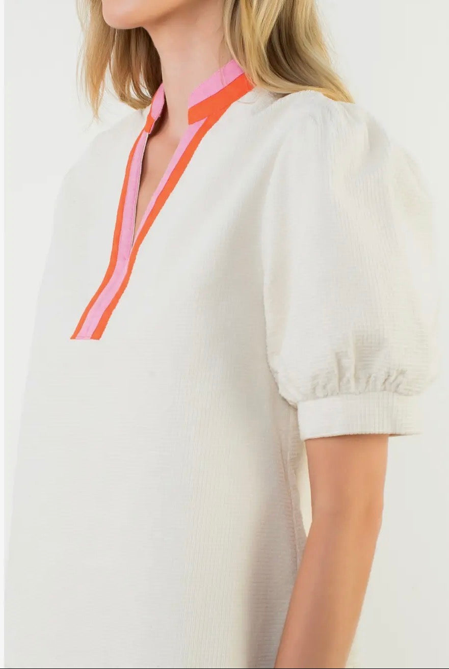 Simply Alluring Puff Sleeve Textured Blouse