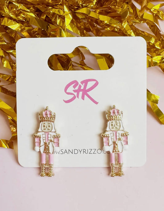 Small Pastel Pink Nutcracker Studs