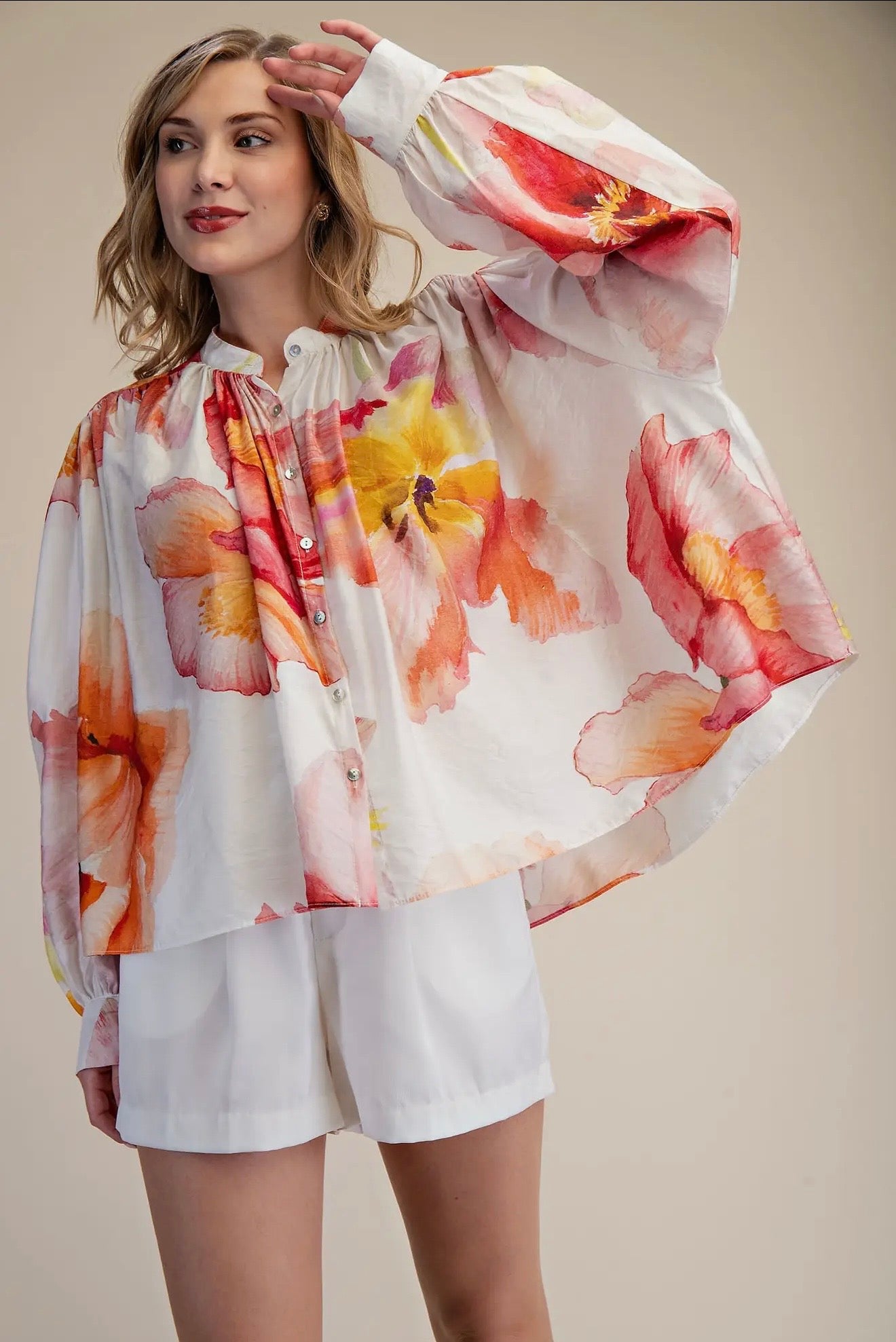 Voluminous Floral Blouse