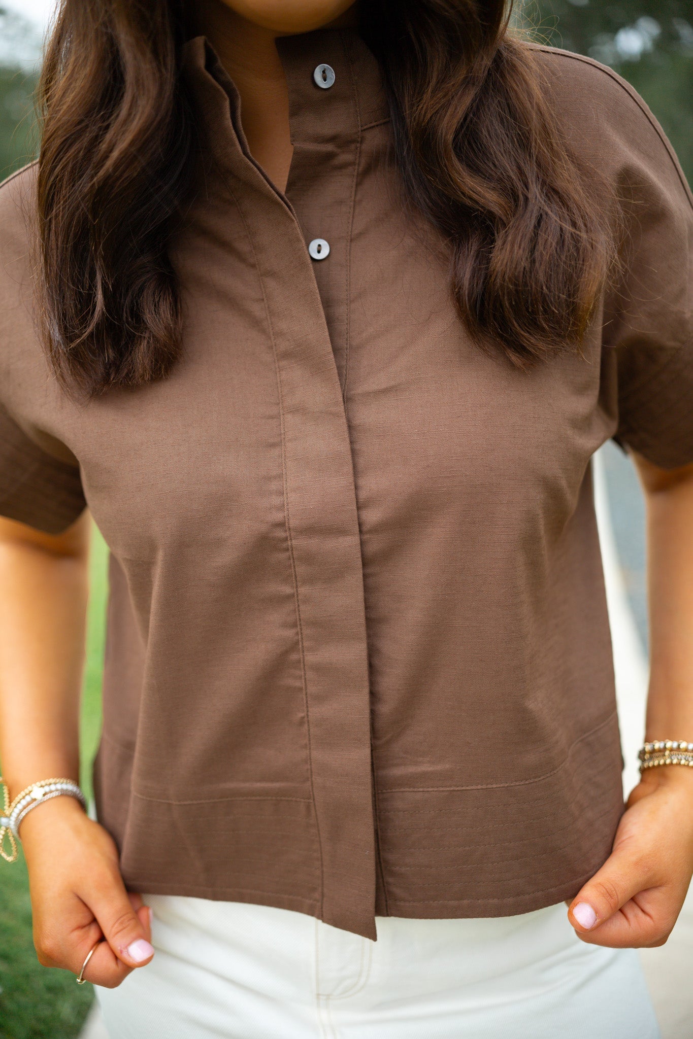 Chocolate Brown Cropped Blouse